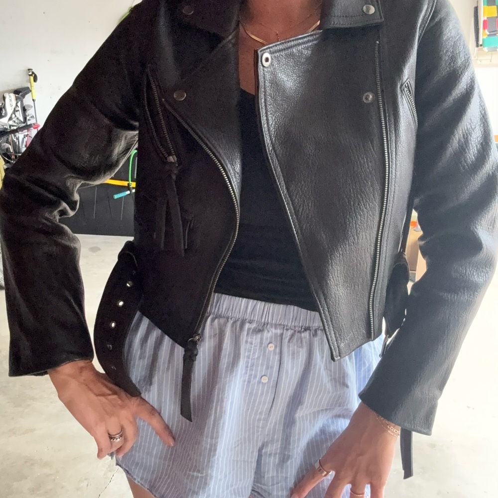 Cleobella Black Leather Moto Jacket - Picture 6 of 6